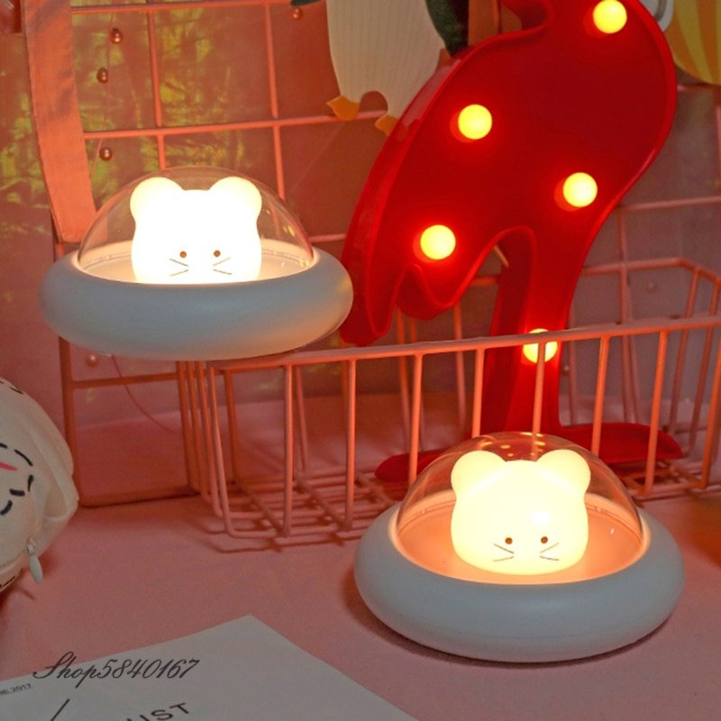 Baby Night Light Children Creative Space Mouse Night Lamps for Kids Bedroom Battery USB LED Night Light Dimmable Cat Nightlight 1