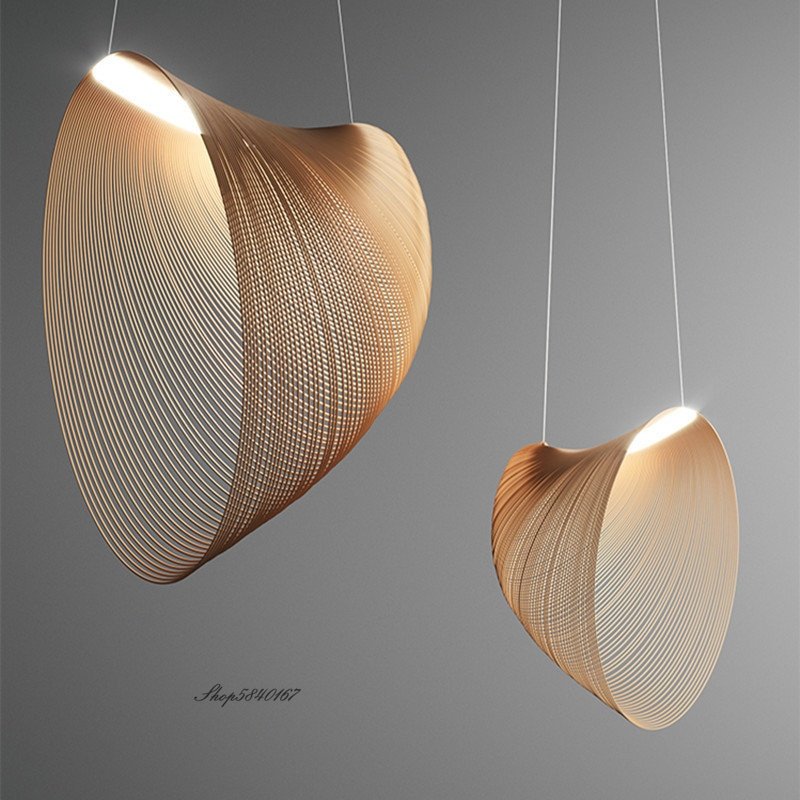 Nordic Minimalist Wooden Led Pendant Lights Designer Art Lustre for Living Room Dinning Room Cafe Bar Light Bedroom Hanging Lamp 1