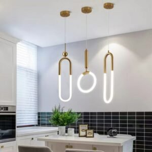 Nordic Bar Pendant light Simple Ring Hanging lamp Restaurant Bedroom Bedside Clothing store Staircase U-shaped lamp 1