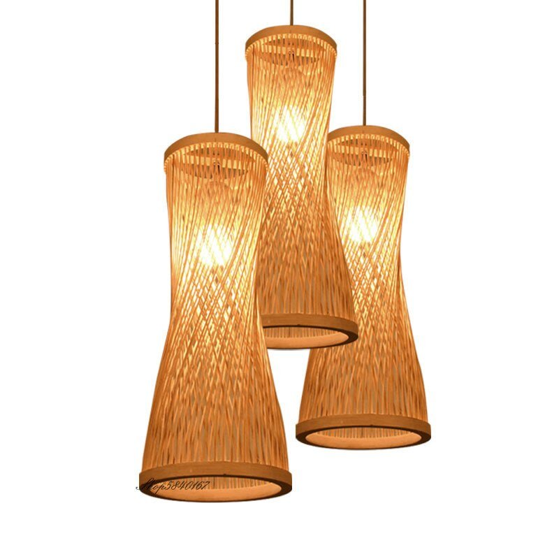 Bamboo Tower  Art Light Pendant Lamp Creative Handmade Wooden Suspension Luminaire Dining Room Restaurant Kitchen Pendant Lights 6