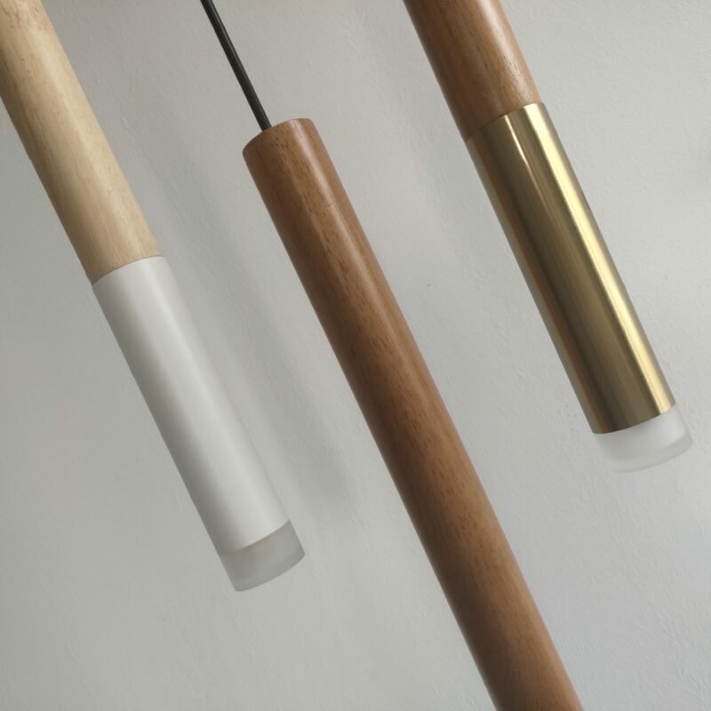 Nordic Long Wooden rod chandelier Hanging Kitchen LightLED Pendant Lights Home Decor Dining Room Lighting lustre 5