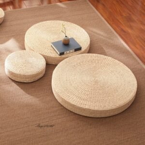 Japanese Floor Cushion Straw Pouf Seat Buckwheat Floor Seat Pad Art Decoration Hand Knitted Meditation Cushion Home Accessories 1