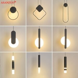 Nordic Minimalist Black Ring Pendant Lamp with Long Wire Dimmable LED Ceiling Hanging Light for Bedside Decor Lamp 1