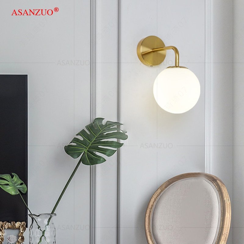 Modern industrial wall lamp adjustable wire E14 glass ball lamp for bedroom bedside study aisle hotel room cafe restaurant store 4