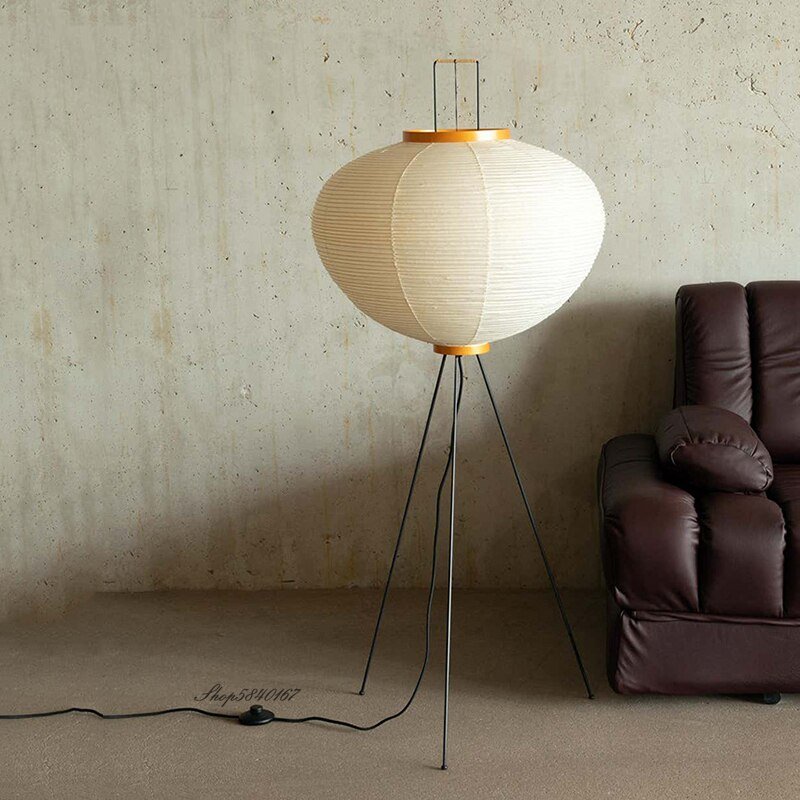 Modern Japanese Rice Paper Floor Lamp Tripod Iron Black Floor Lights Led Lamp for Living Room Study Bedroom Corner Stand Lights 2