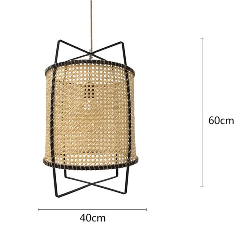 Japanese Style Modern Hanglamp Rattan Pendant Light Fixture Handmade Light Lamp for Living Room Dining Room Decoration Luminaire 6