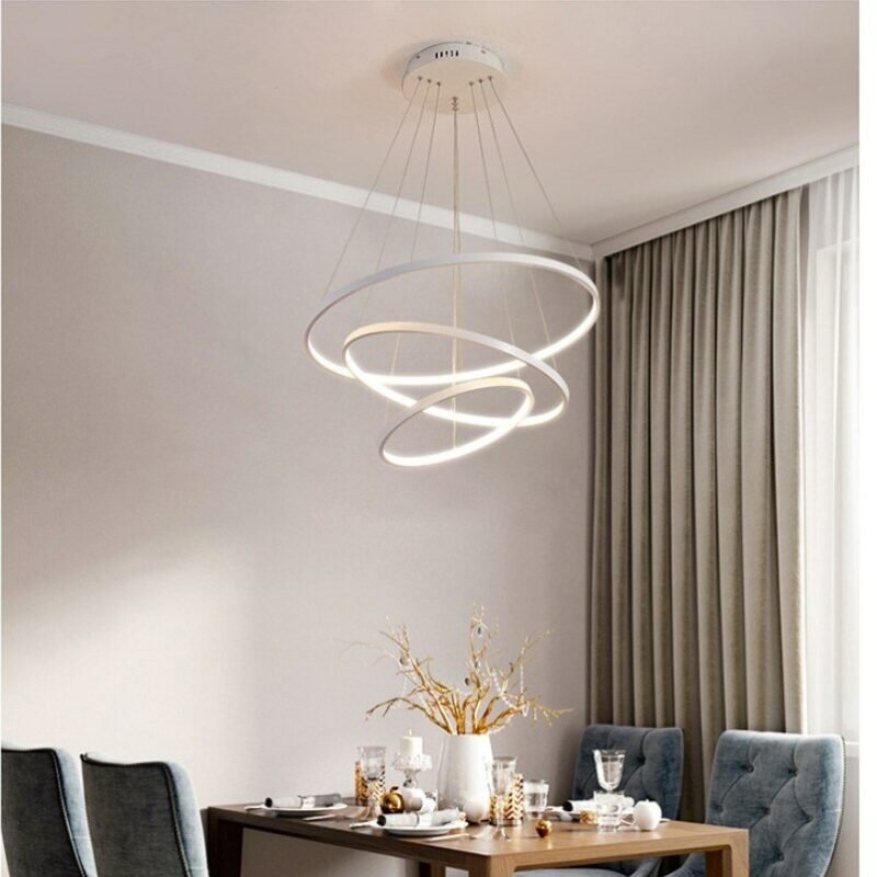 Modern LED 3 Circle Rings Chandeliers Aluminum Body pendant lamp For Dining Living Room Lampar 3