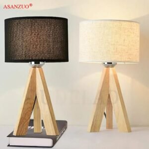 Modern Book Lamps E27 Reading Lighting Fixture Wooden Table Lamp With Fabric Lampshade Wood Bedside Desk lights 1