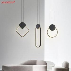 Modern LED pendant lights Black ring long line hang lamp restaurant /coffee/bar/living room/bedside pendant lamp 1