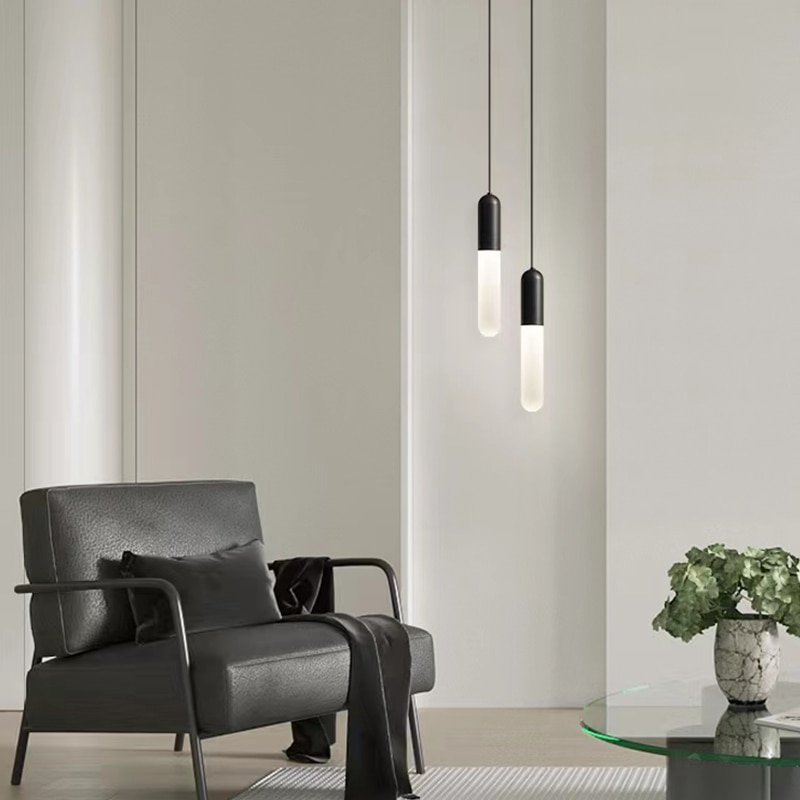 Nordic Long Tube Pendant Lights Kitchen Acrylic Hanging Lamp Black Golden Length Adjustable Home Dining Room Decor Lighting 1