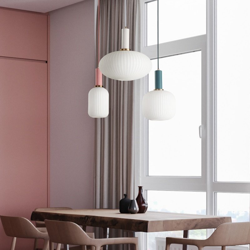 Modern Pendant Lights Gray Glass LED Nordic Restaurant Hanging Lighting Dining Living Bedroom Home Decor Fixture Kitchen Lamps 2