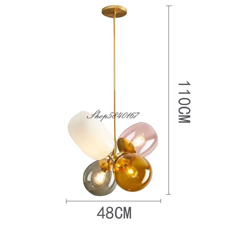 Nordic Children's Room Colorful Balloon Glass LED Chandelier Personality Creative Bedroom Color Hanging Lamp Coffee Shop Lamps 6