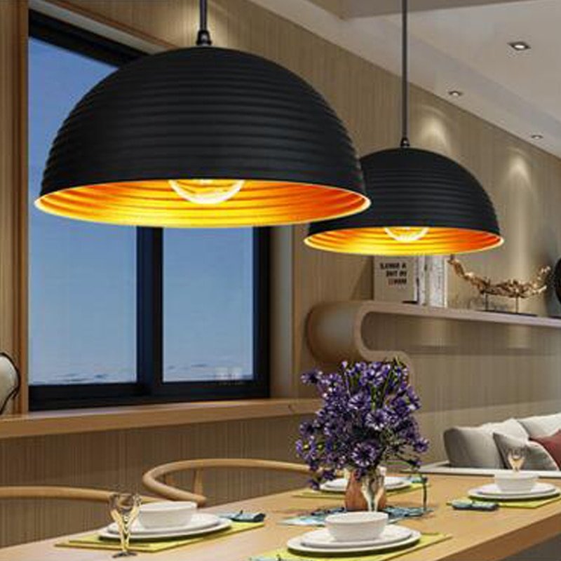 Modern black pot cover semicircle style Retro Droplight Bar Cafe Bedroom Restaurant American Country Style Hanging Lamp 3