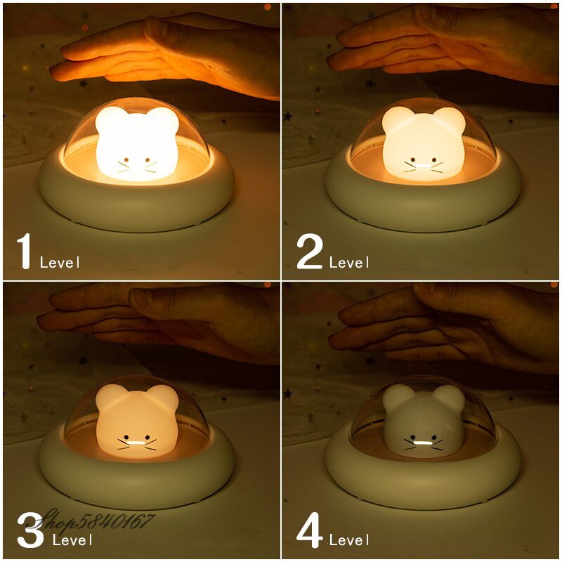 Baby Night Light Children Creative Space Mouse Night Lamps for Kids Bedroom Battery USB LED Night Light Dimmable Cat Nightlight 3