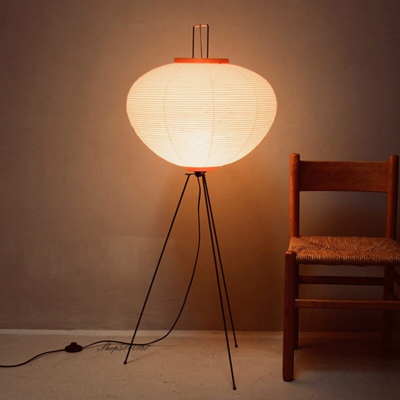 Modern Japanese Rice Paper Floor Lamp Tripod Iron Black Floor Lights Led Lamp for Living Room Study Bedroom Corner Stand Lights 5