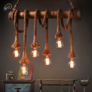 Retro Hemp Rope Pendant Lights Industrial Vintage Loft LED Hanglamp Home Living Room Dining Tables Decoration Hanging Lamp 1