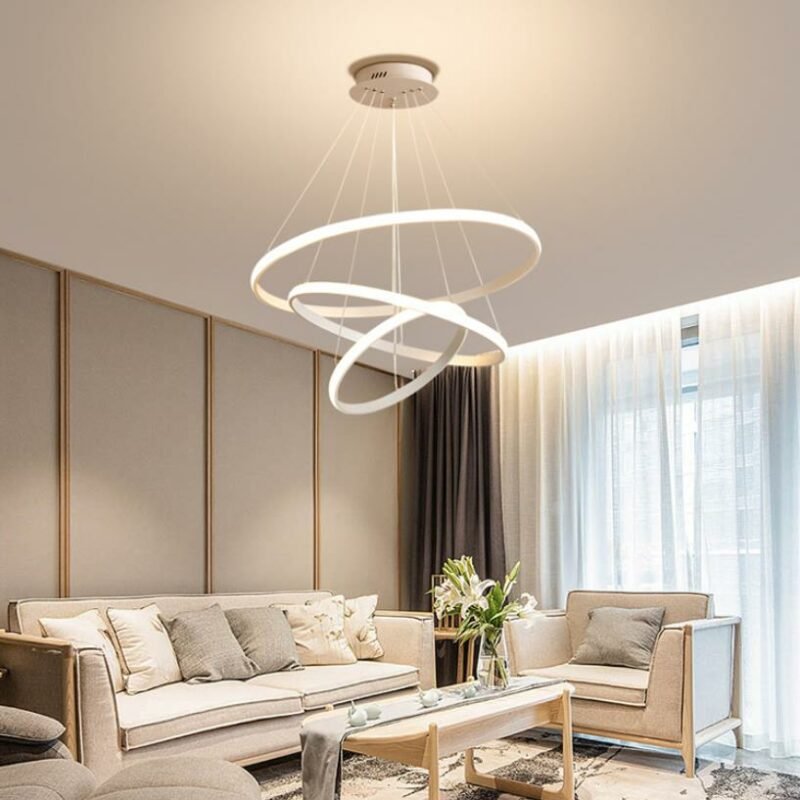 Modern LED 3 Circle Rings Chandeliers Aluminum Body pendant lamp For Dining Living Room Lampar 2