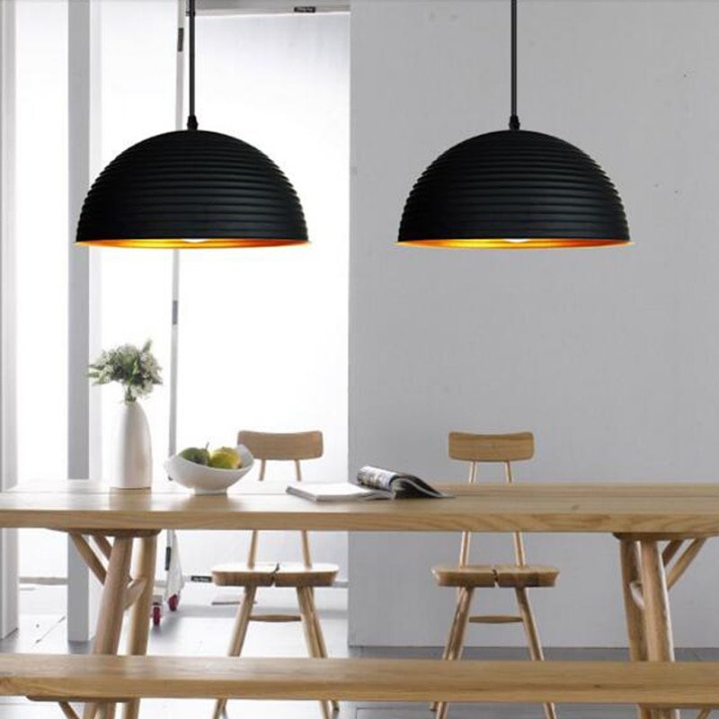 Modern black pot cover semicircle style Retro Droplight Bar Cafe Bedroom Restaurant American Country Style Hanging Lamp 4