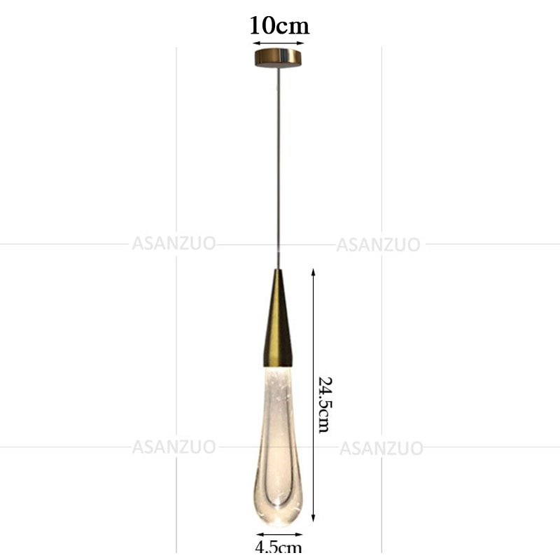 Gold Water drop Crystal Creative Pendant Light European-style Luxury Restaurant LED Lamps Moderm Glass Indoor Lighting 6