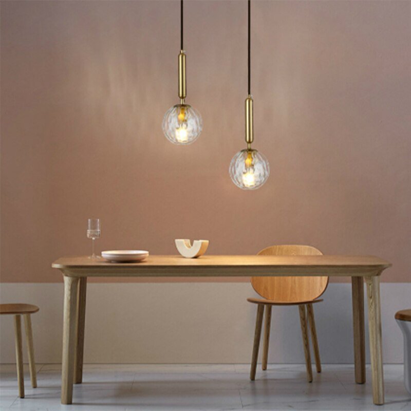 Modern Glass Pendant Lamp LED Hanging Lighting Nordic Minimalist Restaurant Bar Bedroom Bedside Decor Fixture Suspension Light 3