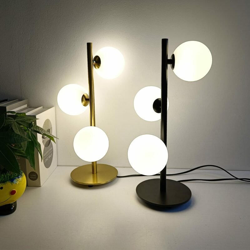 Modern LED Gold Bedroom Table Lamp Nordic Living Room Decor desk lamp Milk White Glass Lampshade Bedside Reading Light 3