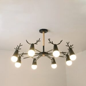 Black Chandeliers LED Iron Antler Chandelier Lighting Modern Lustre for Living Room Bedroom Lamp Hanging Suspension Luminaire 1