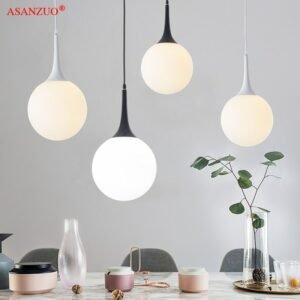 Nordic restaurant hanging lamp bar clothing store Modern living room minimalist glass ball pendant lamp light fixture 1
