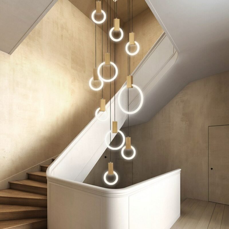 Modern Round Ring Pendant Lights Simple Dining Room Bedroom Staircase Bar Metal Lamps Fixtures 3