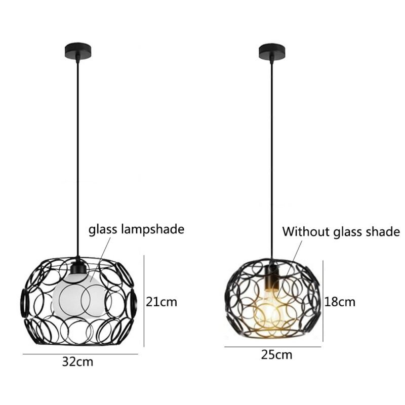 Modern dining room hanging lamp Iron black/white single head glass cover pendant lights Bar art Lamps 6