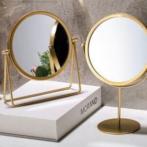 Aesthetic Gold Mirror Makeup Compact Antique Decorative Quality Mirror Tempered Glass Frame Espejo Maquillaje LuzCosmetic Mirror 1