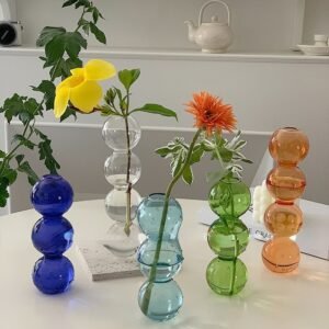 Flower Vase Tabletop Glass Flower Holder Bottle Home Decor Hydroponic Plant Vases Holder Cute Desktop Decorative Glass Vase 1