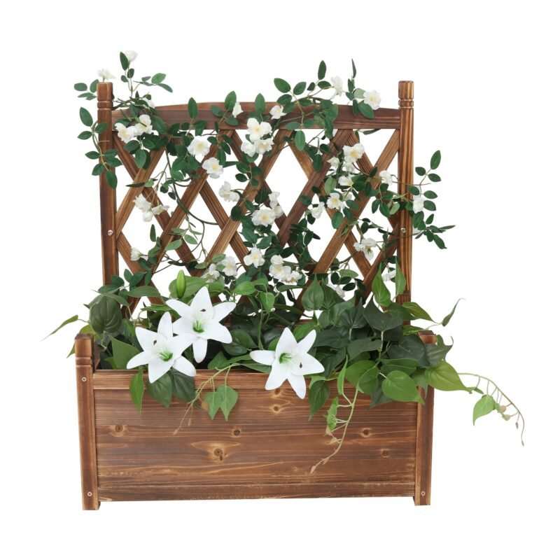 Raised Garden Bed with Trellis - Garden Box for Vine Climbing Plants Flower Free-Standing Raised Planter for Patio Garden Indoor 5