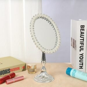 European Style Retro Vanity Mirror Pastoral Metal Desktop Macrame Mirror Espejo Table Mirrors Home Decoration Accessories 1
