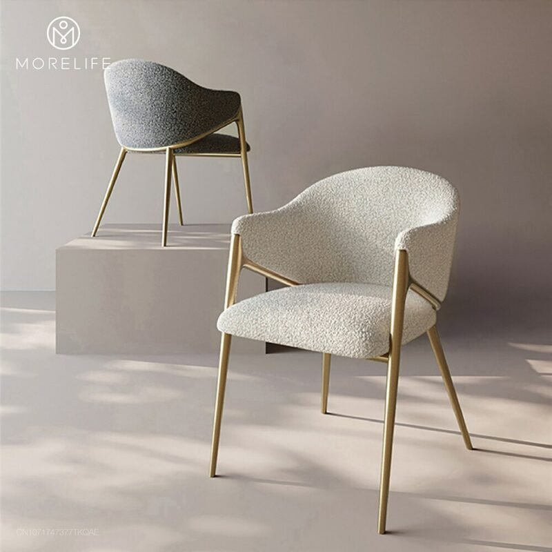 Light Luxury Dining Chair Postmodern Minimalist Desk Chair Nordic Italian Makeup Chair Model Room Backrest Armchair Furniture 3