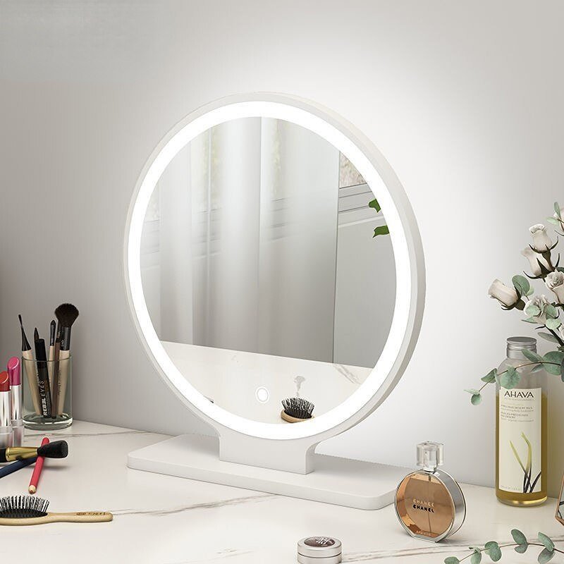 Makeup Decorative Mirror Bathroom Light Glass Tabletop Round Smart Decorative Mirror Aesthetic Grand Miroir Room Decoration 2
