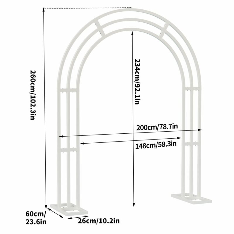 Large Metal Wedding Arch, Balloon Arch Backdrop Arch Stand for Wedding, Bridal, Garden, Yard, Indoor Outdoor Party Decoration 6