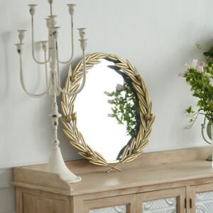 Vintage Wall Mirror Wrought Iron Bedroom Golden Decorative Makeup Mirror Elegant Circle Wanddecoratie Korean Pink Decor Gift 1