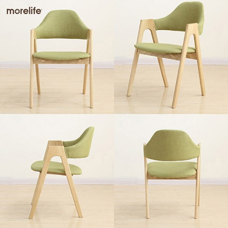 Nordic solid wood dining chair light luxury back chair coffee chair bedroom simple home desk chair balcony leisure chair 3