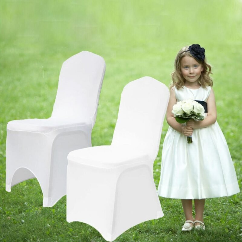 50 Pcs White Black Universal Chair Covers Stretch Spandex for Wedding Party Banquet Hotel Decor 2