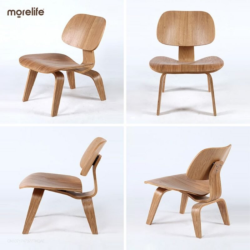 Nordic vintage coffee chair hotel chair plywood leisure armchair kitchen chair simple back chair modern solid wood leisure 5