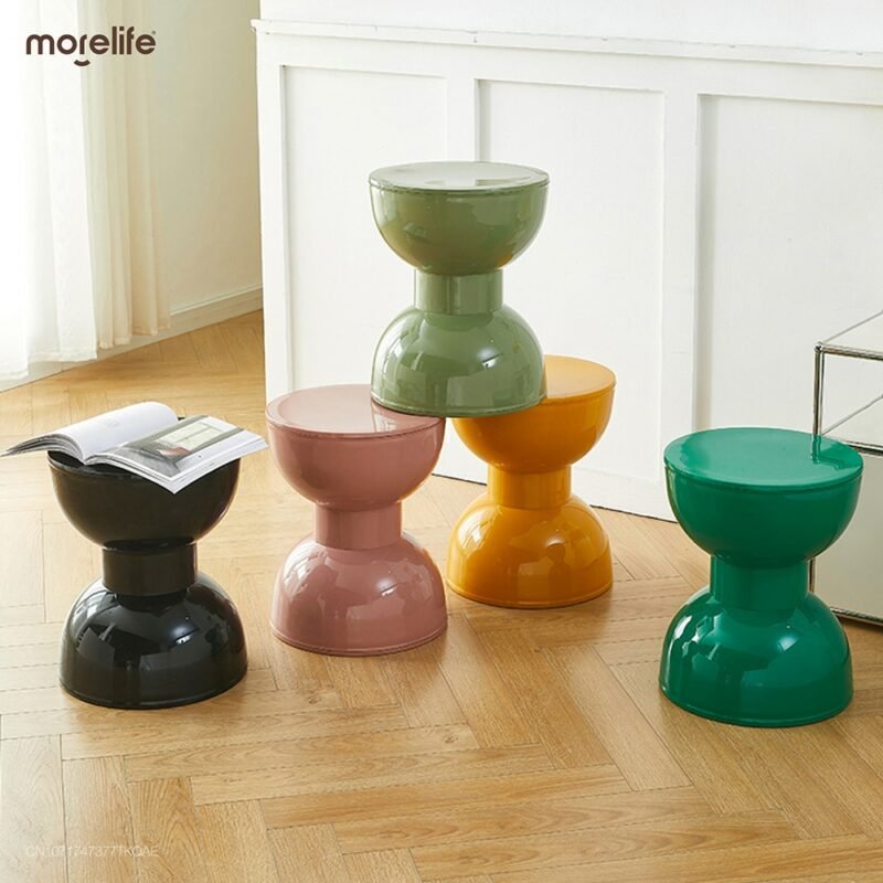 Nordic Creative Small Stools Plastic Stools Household Cream Style Plastic Low Stools Thickened Living Room Shoe Changing Stools 4