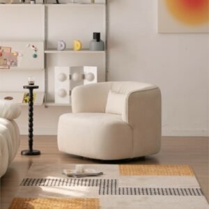 MOMO Nordic Light Luxury White Single Leisure Chair Designer Single Chair Simple Chair Modern Minimalist Rotating Sofa Chair 1