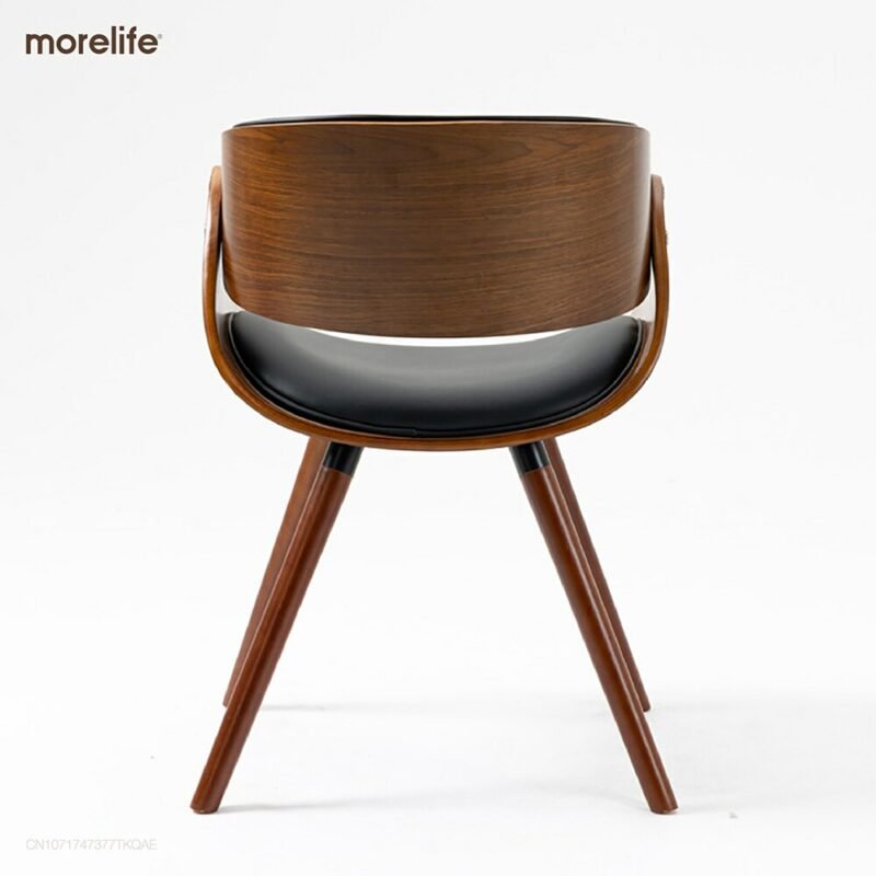European modern simple luxury chair back, beetle shape small family, space saving practical solid wood leather dining chair 5