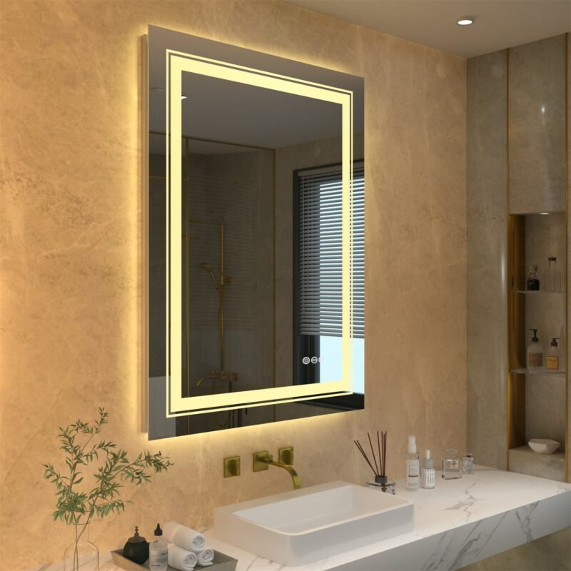 Large LED Bathroom Mirror with Lights LED Vanity Mirror Wall Mounted Anti-Fog Dimmable Makeup Mirrors for Bedroom 4
