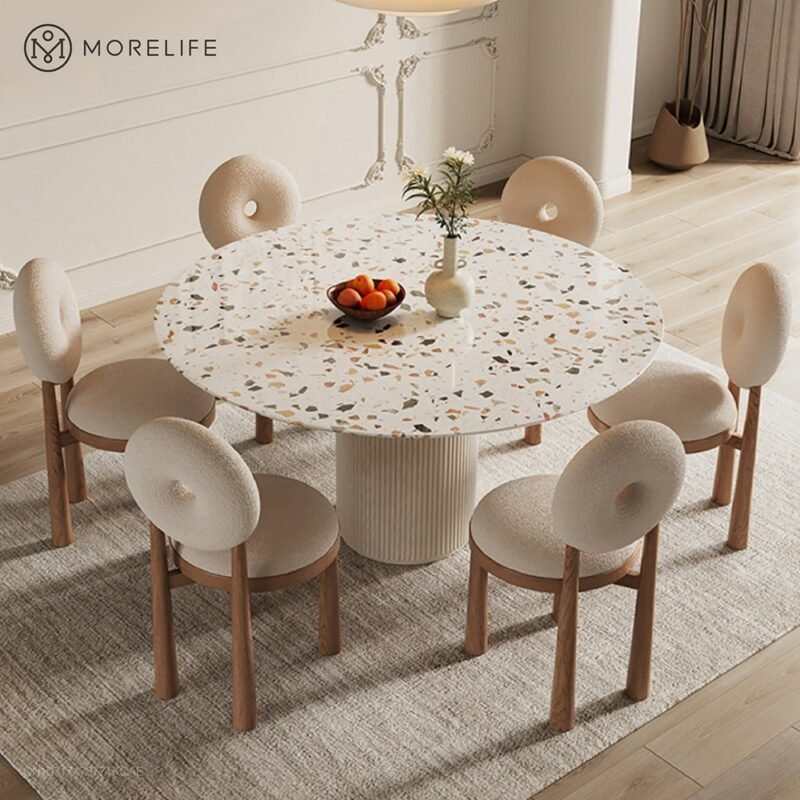 Nordic Solid wood/Ironwork Dining chair Makeup chair Hotel chair Coffee chair Donut dressing stool & Cashmere lamb fabric chair 1