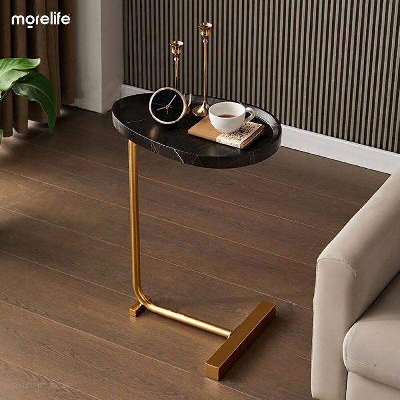 Simple Modern Side Table Sofa Corner Table Bedside Reading Oval Coffee Table Tea Solid Wood Counter Top Living room furniture 2