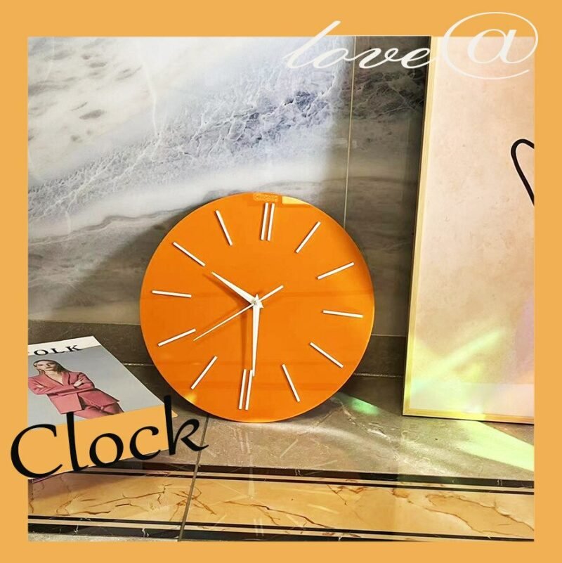 MOMO Wall Clock Original Nordic Orange Celebrity Ins Light Luxury Living Room No Punch Creative Fashion Decoration Mute Acrylic 4