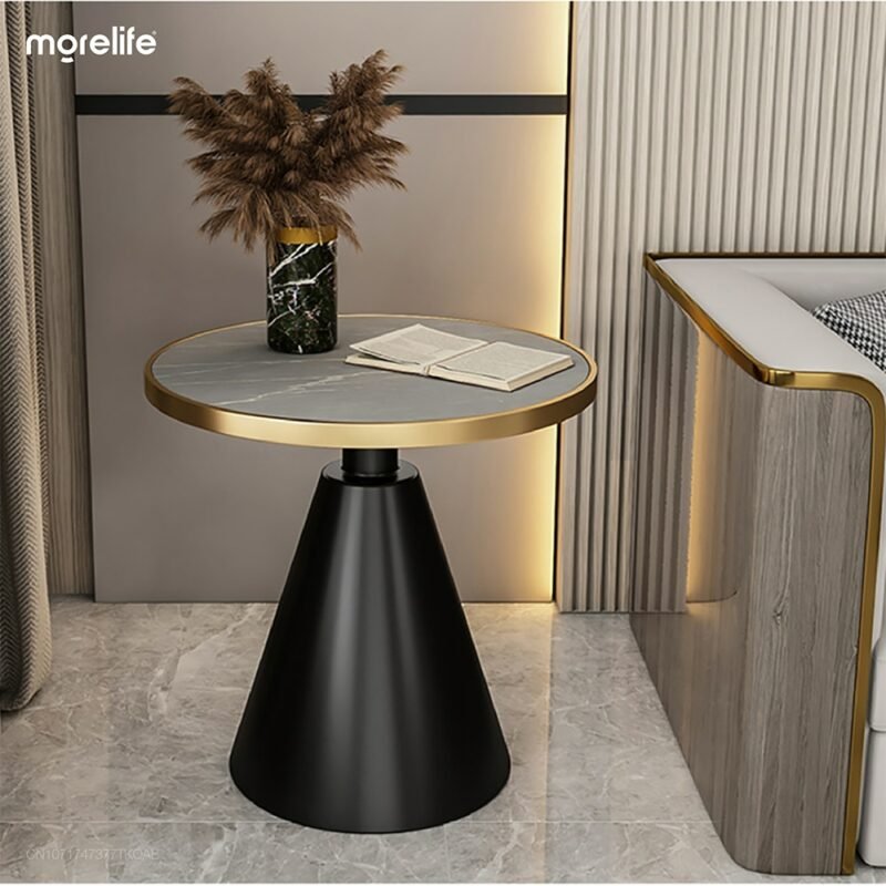 Nordic bedside cabinet Corner table coffee table living room bedside round tea table gold marble round coffee table furniture 2