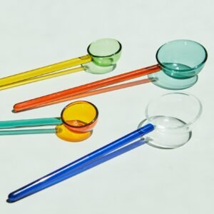 Colored Glass Dessert Spoon Color Transparent Heat Resistant Glass Spoon Lovely Long Handle Coffee Stirring Spoon 1