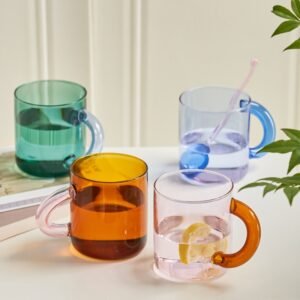 Fat Handle Glass Mug Coffee Cup Heat Resistance Mug Milk Tea Cup Drinkware Coffee Mug Glass Cups Glass Coffee Cup 1
